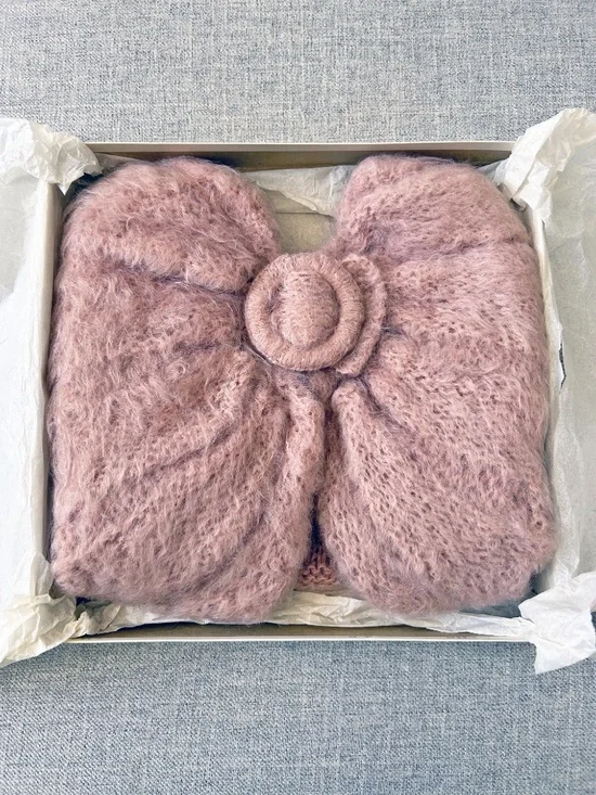 Vintage 1950s Bernat Mohairspun Shoulder Wrap Hand knit in original box - Picture 3 of 8